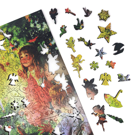 Large Format Wooden Jigsaw Puzzle for Seniors and Adults - Uniquely Shaped Pieces - 198 Pieces - The Fairy Of The Christmas Tree