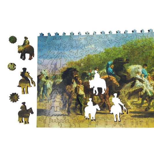 Wooden Jigsaw Puzzle for Adults - Uniquely Shaped Pieces - 325 Pieces - The Horse Fair