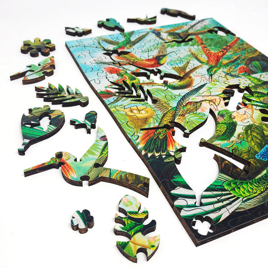 Large Format Wooden Jigsaw Puzzle for Seniors and Adults - Uniquely Shaped Pieces - 145 Pieces - Hummingbirds