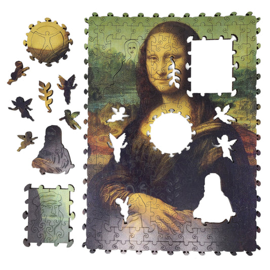 Wooden Jigsaw Puzzle for Adults - Uniquely Shaped Pieces - 220 Pieces - Mona Lisa