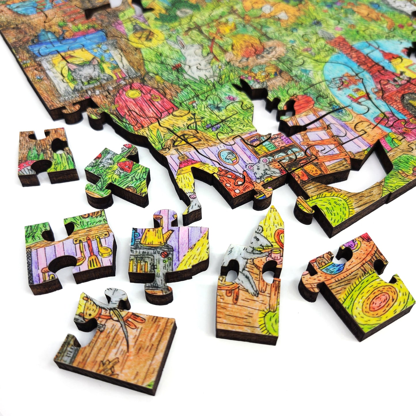 Large Format Wooden Jigsaw Puzzle for Seniors and Adults - Uniquely Shaped Pieces - 245 Pieces - Fairy Forest. Summer