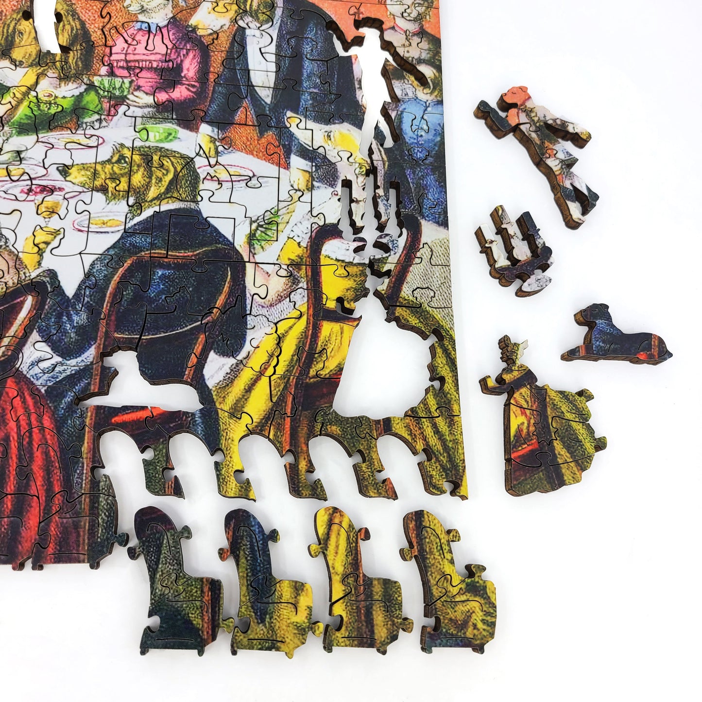 Wooden Jigsaw Puzzle with Uniquely Shaped Pieces for Adults - 365 Pieces - The Dogs dinner party