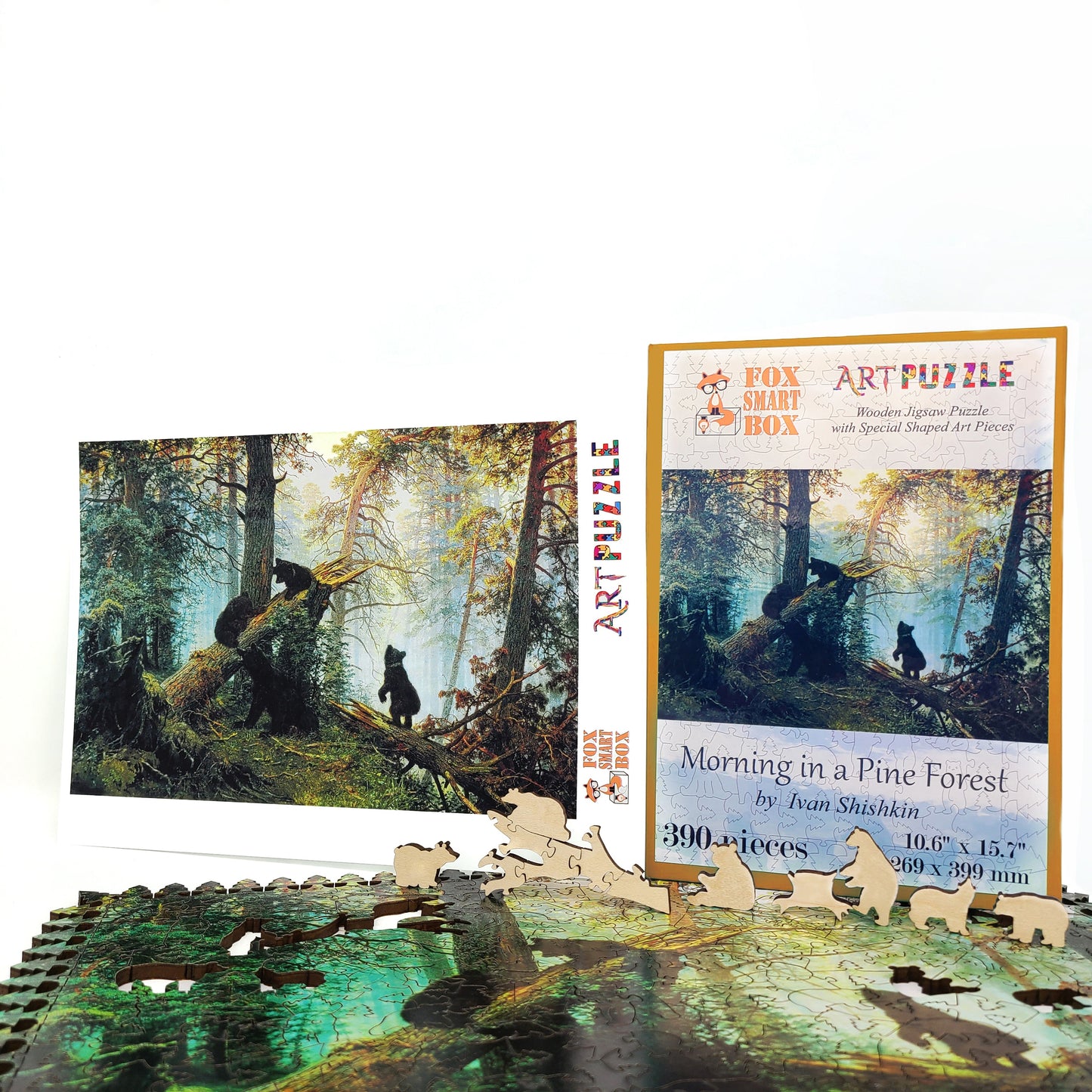 Wooden Jigsaw Puzzle with Uniquely Shaped Pieces for Adults - 390 Pieces - Morning in a Pine Forest