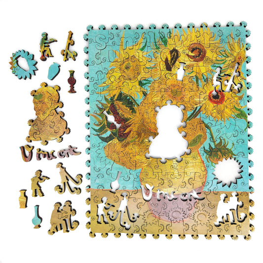 Wooden Jigsaw Puzzle with Uniquely Shaped Pieces for Adults - 170 Pieces - Sunflowers (3rd Version}