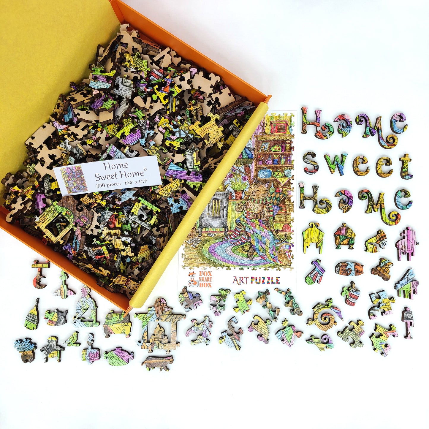 Wooden Jigsaw Puzzle with Uniquely Shaped Pieces for Adults - 350 Pieces - Home, Sweet Home