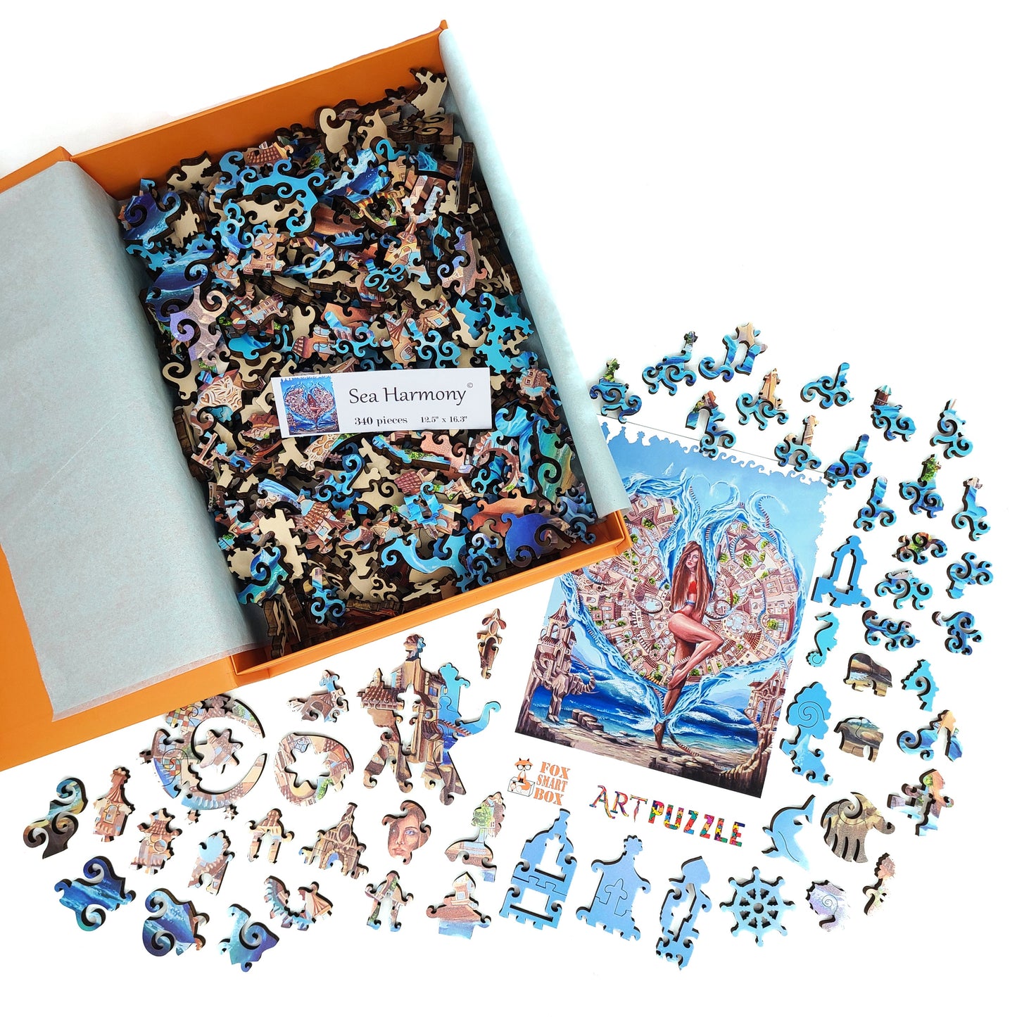 Wooden Jigsaw Puzzle with Uniquely Shaped Pieces for Adults - 340 Pieces - Sea Harmony