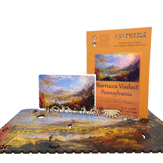 Wooden Jigsaw Puzzle with Uniquely Shaped Pieces for Adults - 440 Pieces - Starrucca Viaduct, Pennsylvania