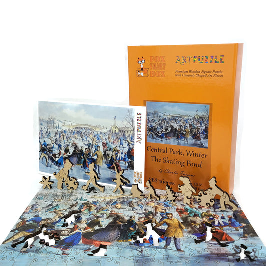 Wooden Jigsaw Puzzle for Adults - Uniquely Shaped Pieces - 262 Pieces - Central Park, Winter – The Skating Pond