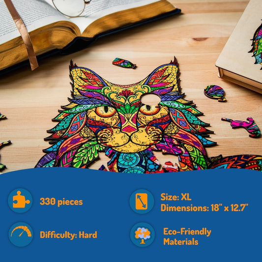 Cat Wooden Jigsaw Puzzles for Adults XL 330 Piece (46x32cm) – Cat Wood Jigsaw Puzzle for Adults by The Puzzled Tree