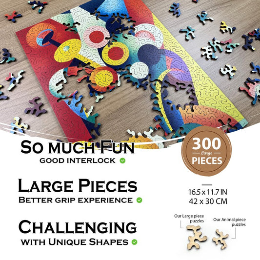 Flowers Wooden Jigsaw Puzzle: Unique Abstract Cut, Gemturt Art Gift