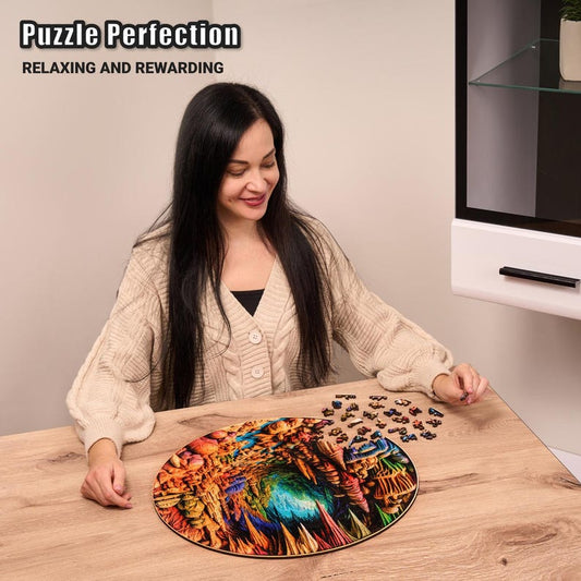 Extra-Thick 5mm Wooden Puzzle for Adults – 500 Pieces | Wood Puzzles Adult with Unique Hand-Shaped Pieces, Cavernous Spectrum
