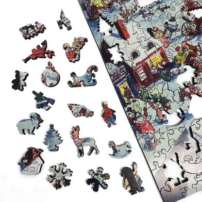 Wooden Jigsaw Puzzle with Uniquely Shaped Pieces for Adults - 263 Pieces - Christmas eve at Yapp's Crossing