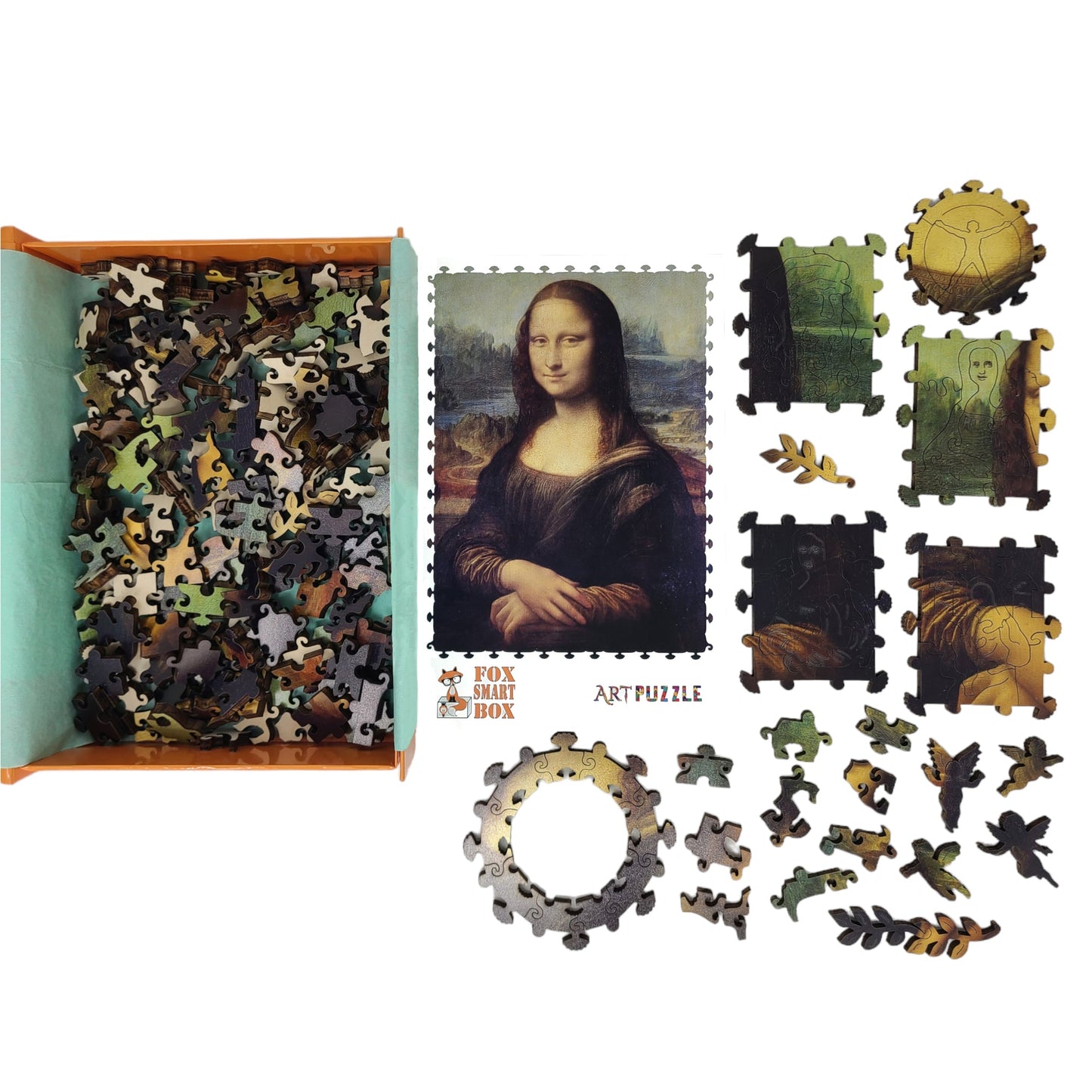 Wooden Jigsaw Puzzle for Adults - Uniquely Shaped Pieces - 220 Pieces - Mona Lisa