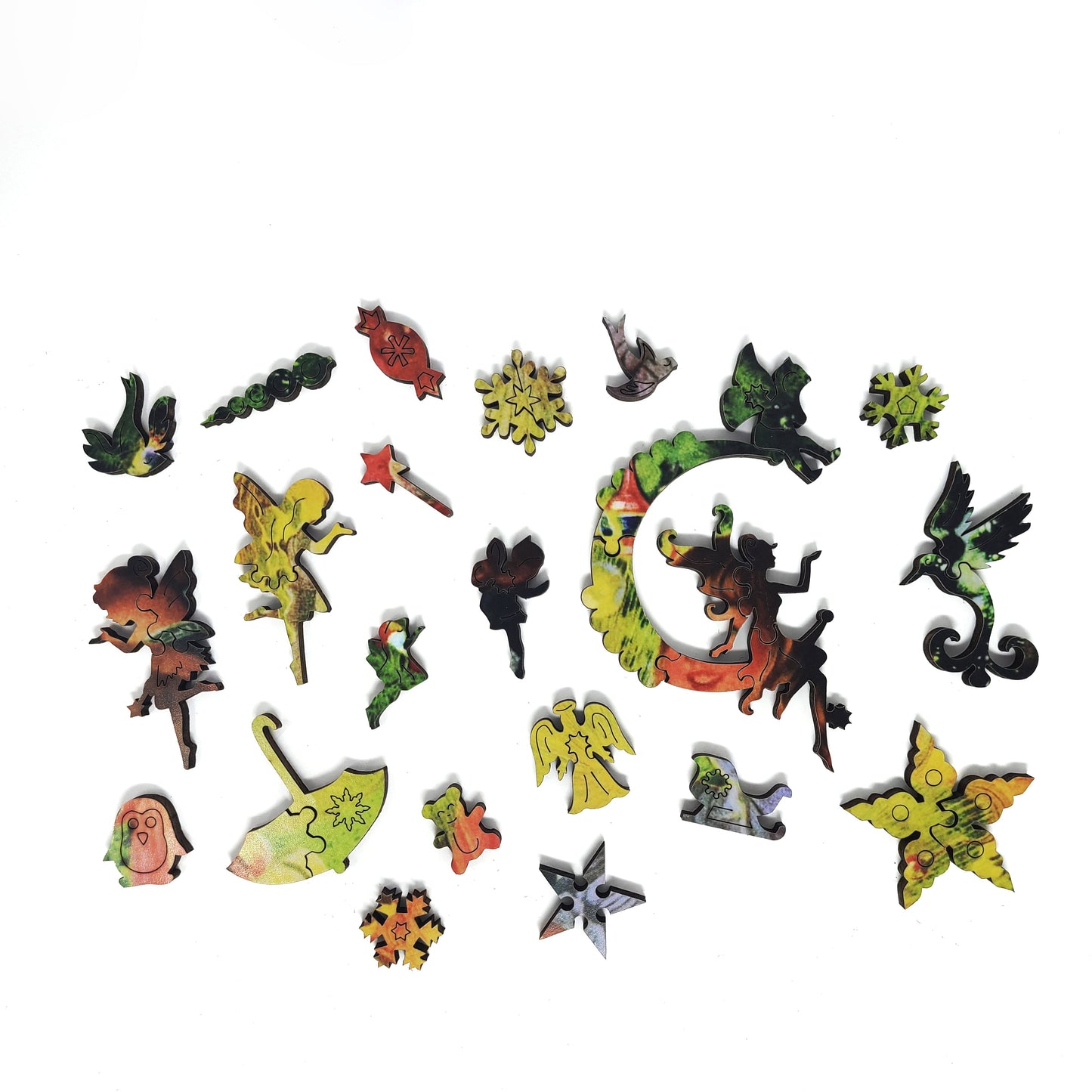 Wooden Jigsaw Puzzle with Uniquely Shaped Pieces for Adults - 198 Pieces - The Fairy of the Christmas Tree