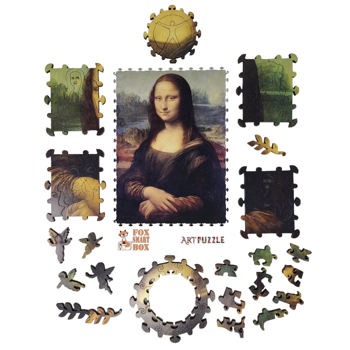 Wooden Jigsaw Puzzle for Adults - Uniquely Shaped Pieces - 220 Pieces - Mona Lisa