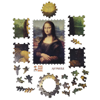 Wooden Jigsaw Puzzle for Adults - Uniquely Shaped Pieces - 220 Pieces - Mona Lisa