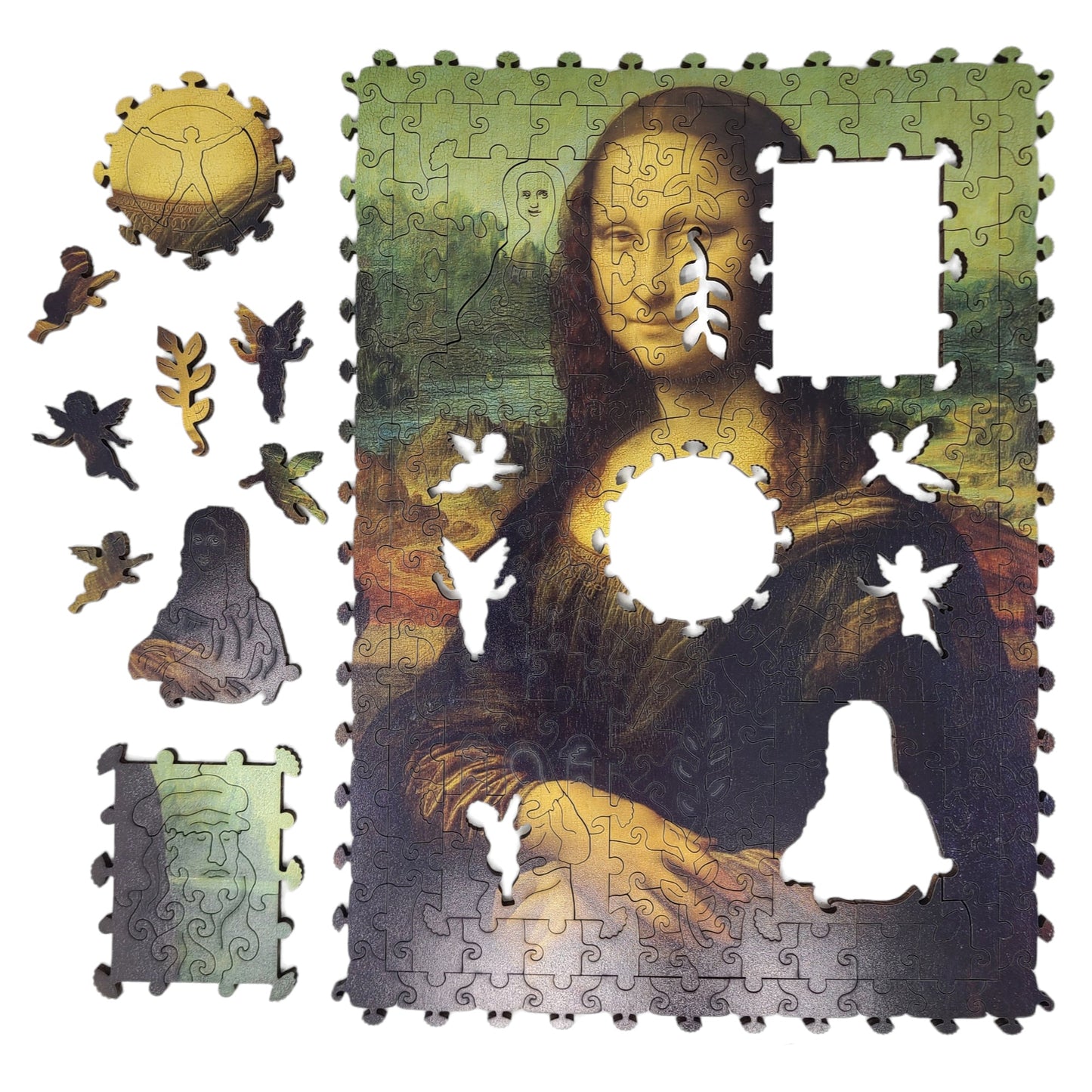 Wooden Jigsaw Puzzle for Adults - Uniquely Shaped Pieces - 220 Pieces - Mona Lisa