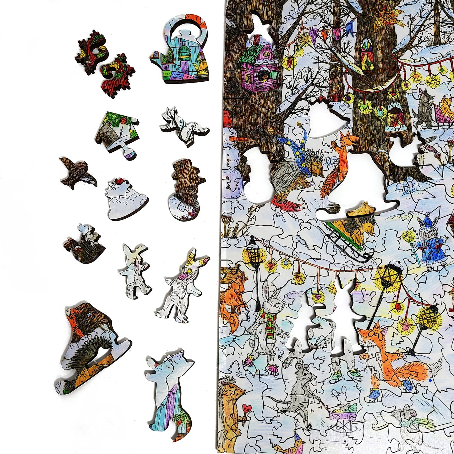 Wooden Jigsaw Puzzle with Uniquely Shaped Pieces for Adults - 434 Pieces - Fairy Forest. Winter