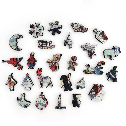 Large Format Wooden Jigsaw Puzzle with Uniquely Shaped Pieces for Seniors and Adults - 230 Pieces - Christmas eve at Yapp's Crossing