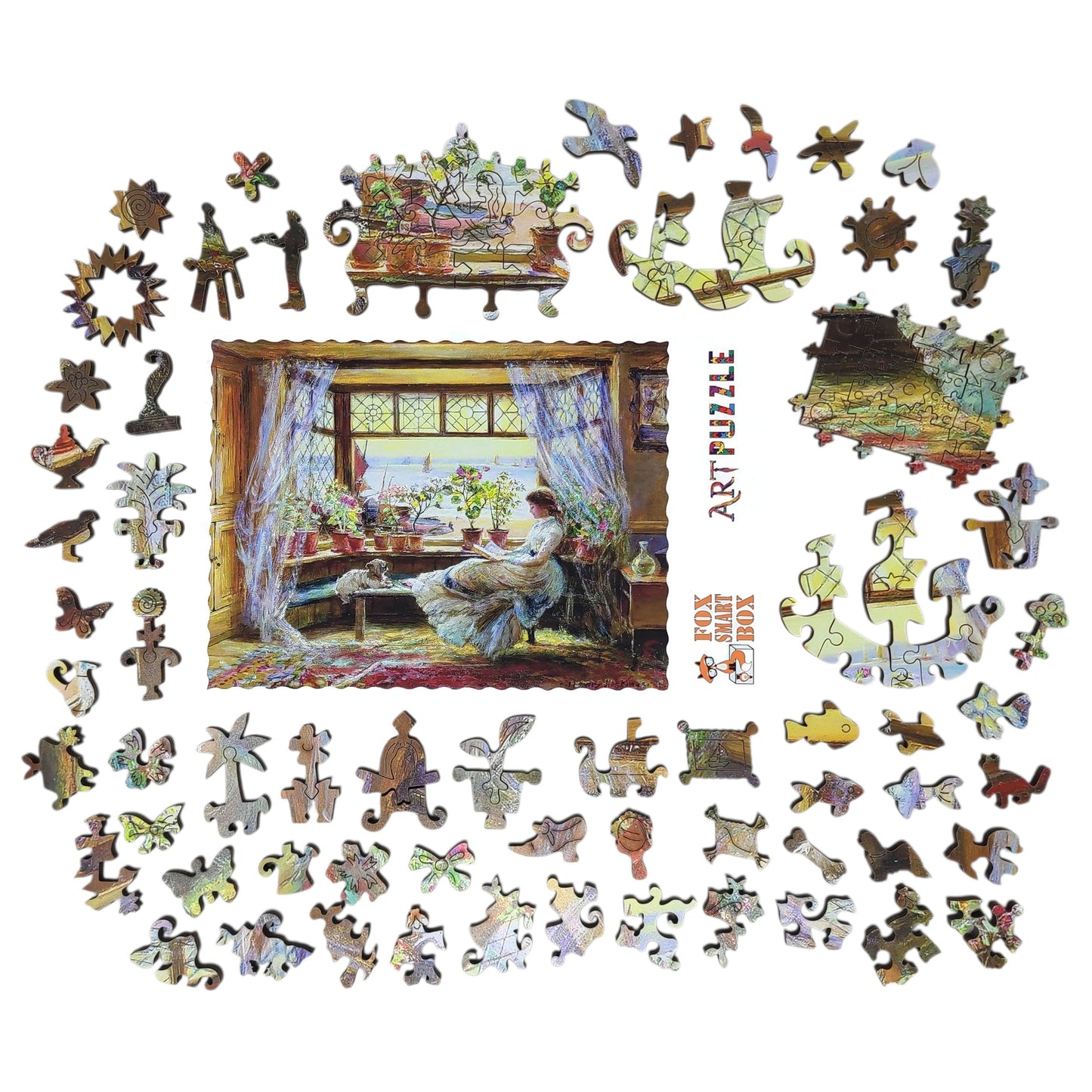 Wooden Jigsaw Puzzle for Adults - Uniquely Shaped Pieces - 275 Pieces - Reading by the Window