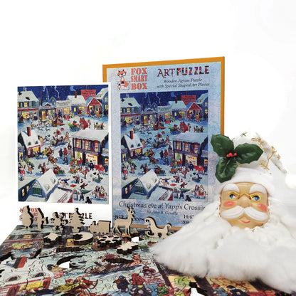 Wooden Jigsaw Puzzle with Uniquely Shaped Pieces for Adults - 263 Pieces - Christmas eve at Yapp's Crossing