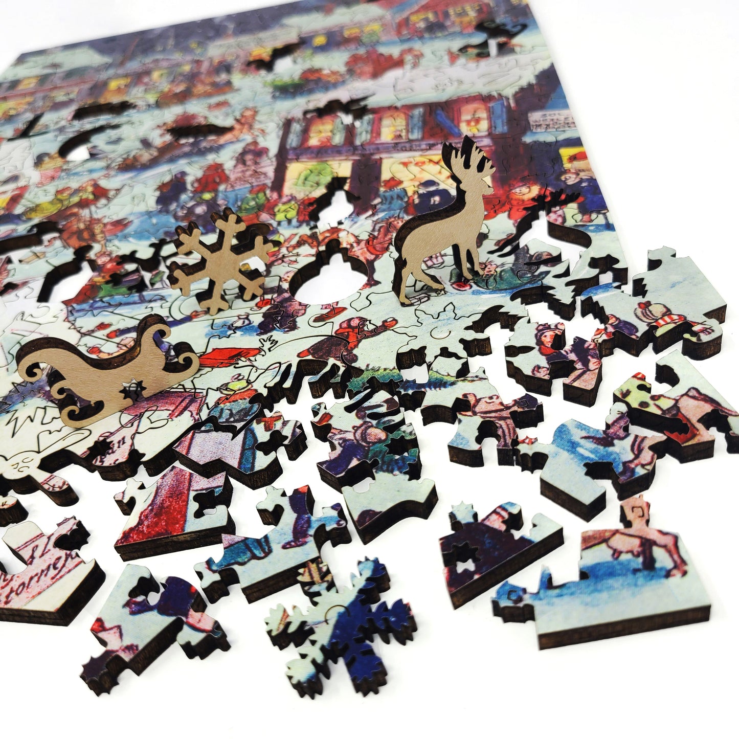 Large Format Wooden Jigsaw Puzzle with Uniquely Shaped Pieces for Seniors and Adults - 230 Pieces - Christmas eve at Yapp's Crossing