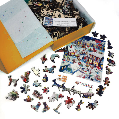 Wooden Jigsaw Puzzle with Uniquely Shaped Pieces for Adults - 263 Pieces - Christmas eve at Yapp's Crossing