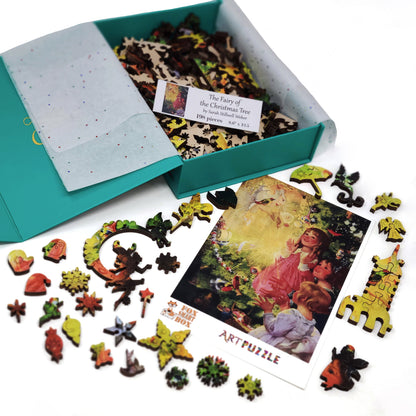 Wooden Jigsaw Puzzle with Uniquely Shaped Pieces for Adults - 198 Pieces - The Fairy of the Christmas Tree