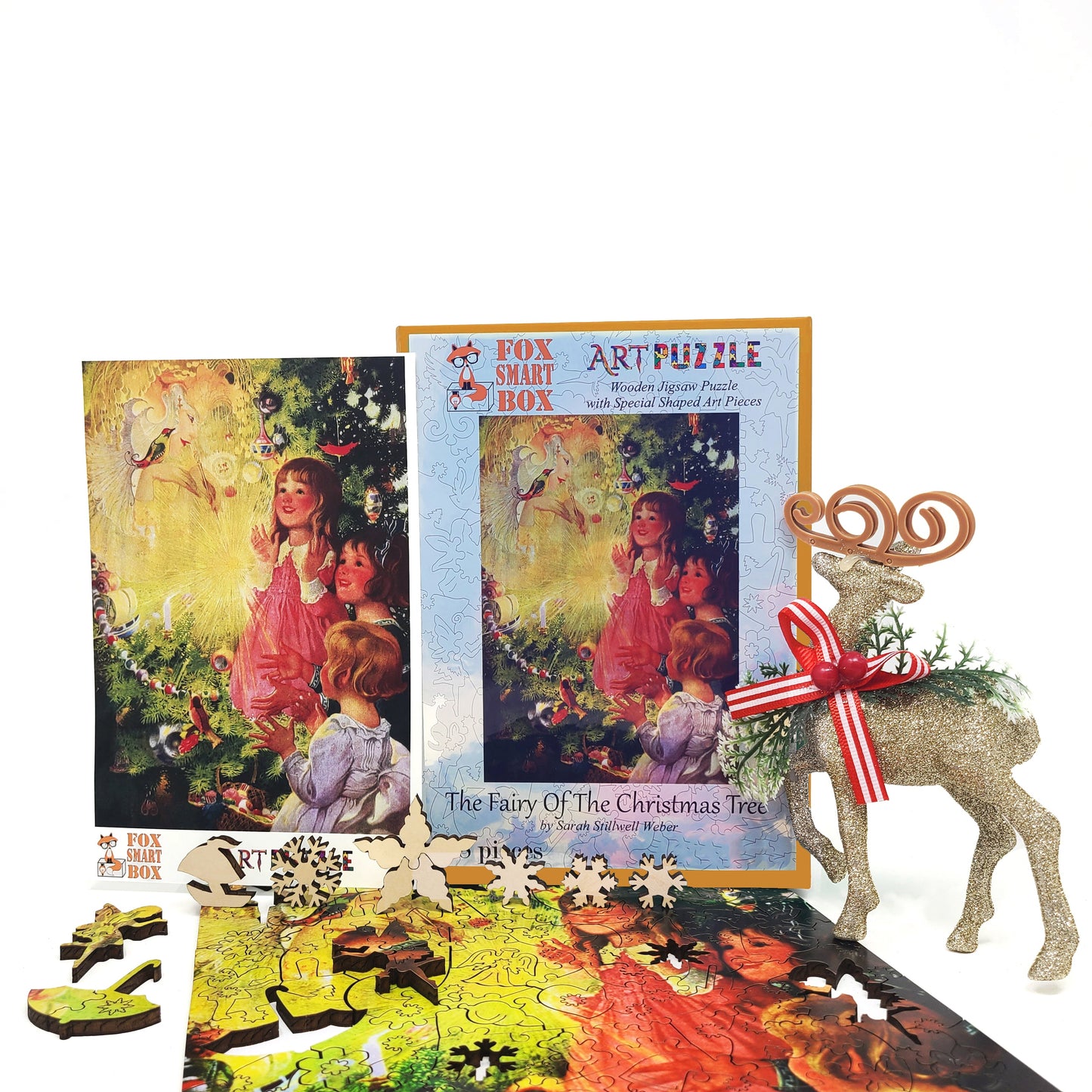 Large Format Wooden Jigsaw Puzzle for Seniors and Adults - Uniquely Shaped Pieces  - 198 Pieces - The Fairy Of The Christmas Tree