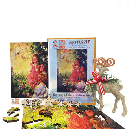 Large Format Wooden Jigsaw Puzzle for Seniors and Adults - Uniquely Shaped Pieces  - 198 Pieces - The Fairy Of The Christmas Tree