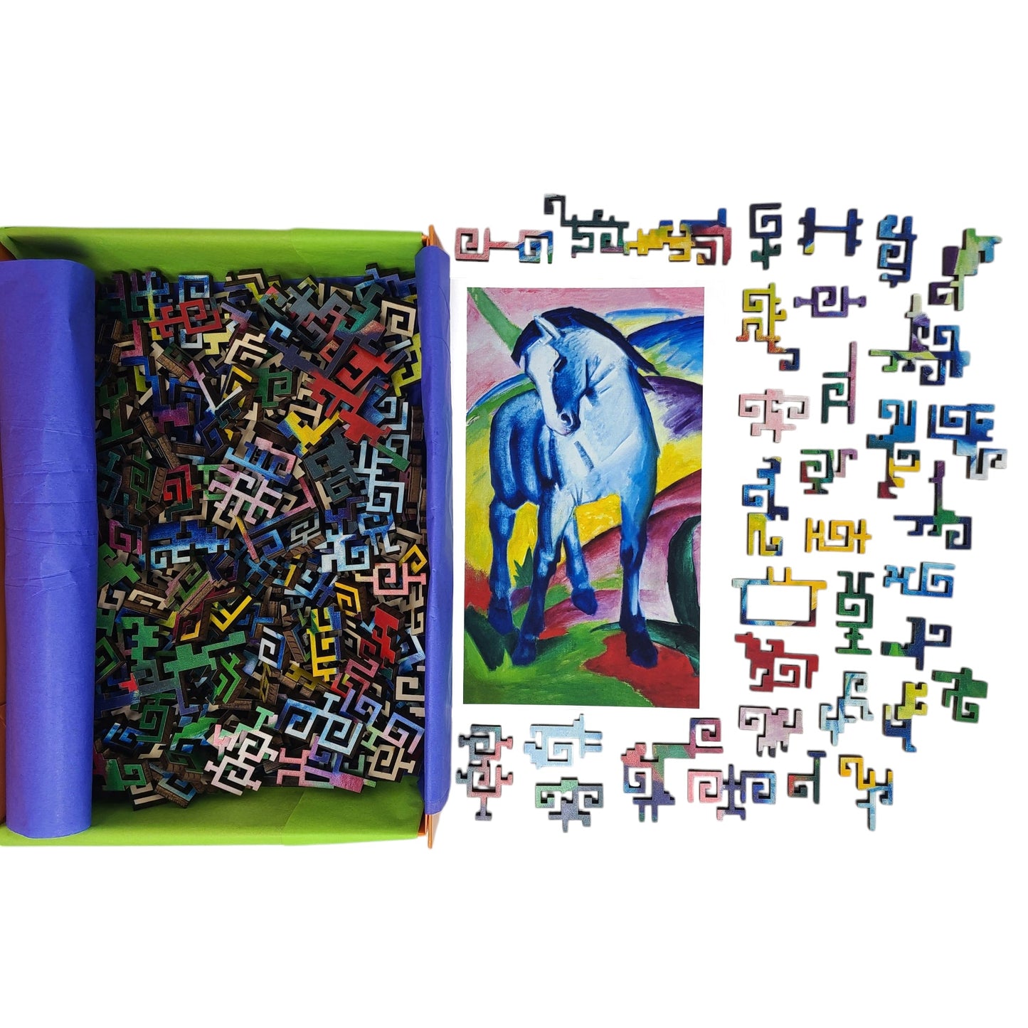 Wooden Jigsaw Puzzle for Adults - Geometric - 300 Pieces - Blue Horse
