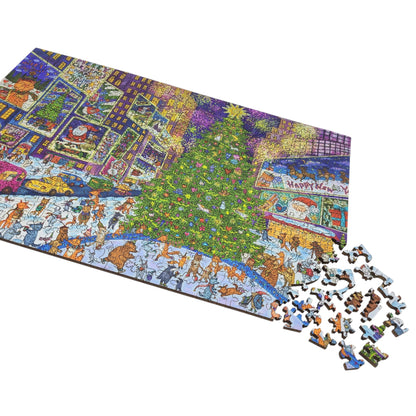 Wooden Jigsaw Puzzle for Adults - Uniquely Shaped Pieces - 465 Pieces - New York Holiday Lights