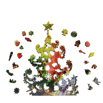 Large Format Wooden Jigsaw Puzzle for Seniors and Adults - Uniquely Shaped Pieces  - 198 Pieces - The Fairy Of The Christmas Tree