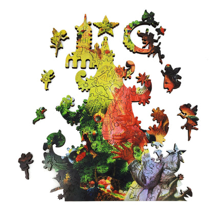 Wooden Jigsaw Puzzle with Uniquely Shaped Pieces for Adults - 198 Pieces - The Fairy of the Christmas Tree