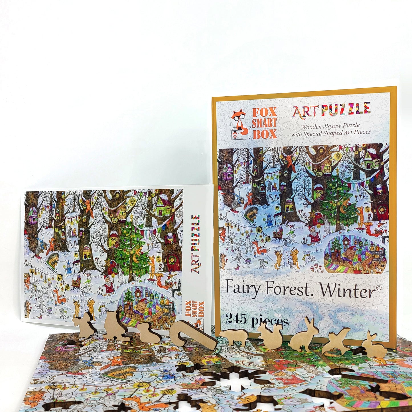 Large Format Wooden Jigsaw Puzzle for Seniors and Adults - Uniquely Shaped Pieces  - 240 Pieces - Fairy Forest. Winter