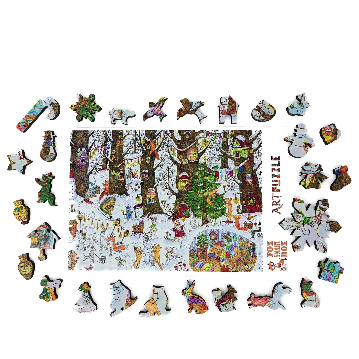 Wooden Jigsaw Puzzle with Uniquely Shaped Pieces for Adults - 245 Pieces - Fairy Forest. Winter