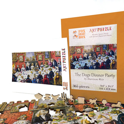 Wooden Jigsaw Puzzle with Uniquely Shaped Pieces for Adults - 365 Pieces - The Dogs dinner party