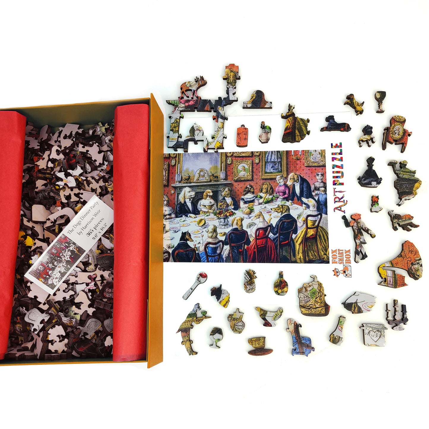 Wooden Jigsaw Puzzle with Uniquely Shaped Pieces for Adults - 365 Pieces - The Dogs dinner party
