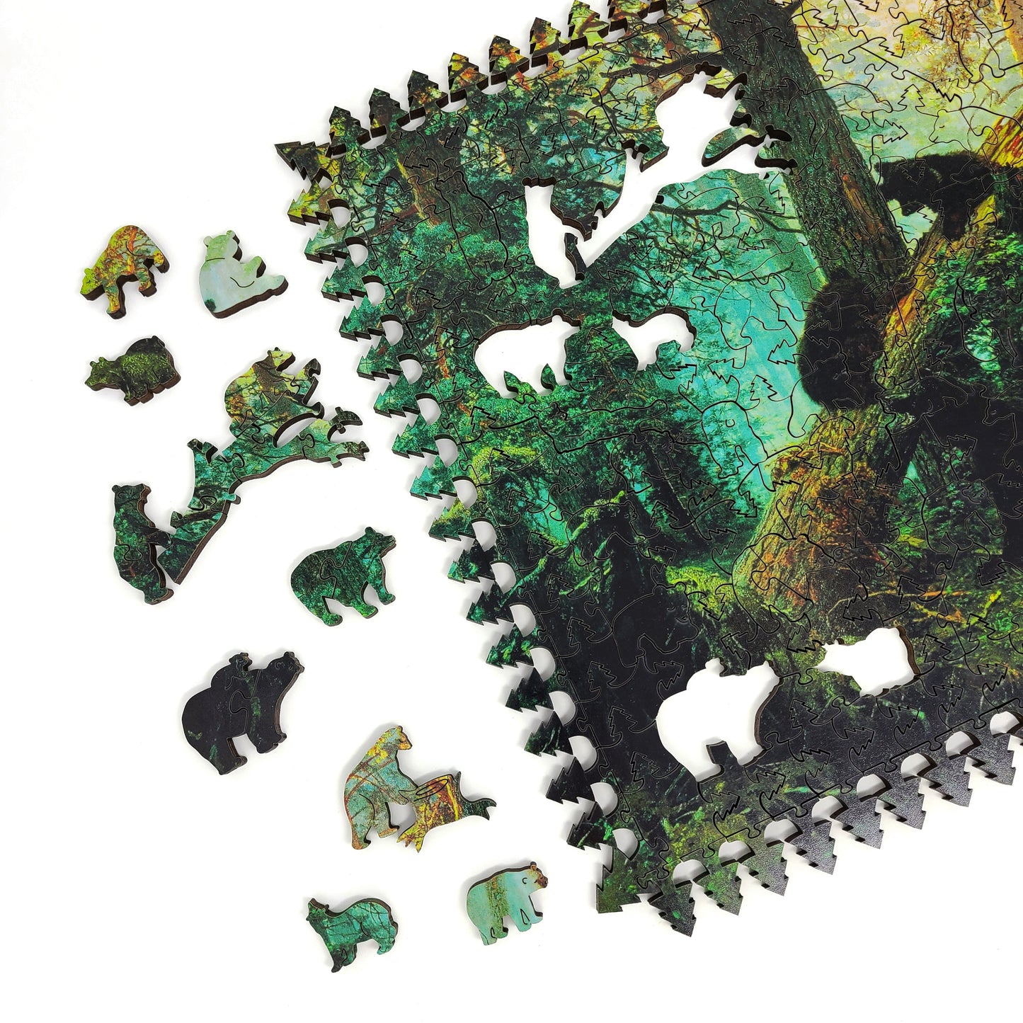 Wooden Jigsaw Puzzle with Uniquely Shaped Pieces for Adults - 390 Pieces - Morning in a Pine Forest