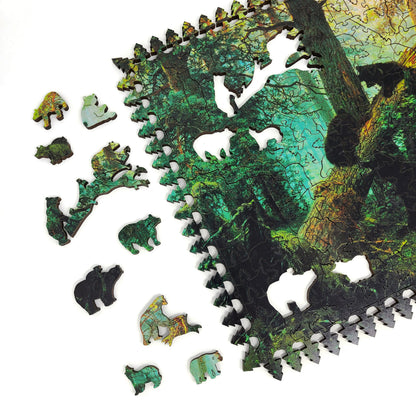 Wooden Jigsaw Puzzle with Uniquely Shaped Pieces for Adults - 390 Pieces - Morning in a Pine Forest