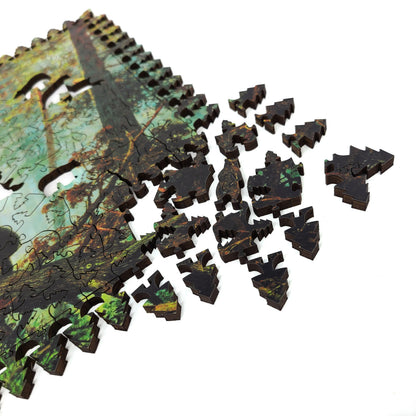 Wooden Jigsaw Puzzle with Uniquely Shaped Pieces for Adults - 390 Pieces - Morning in a Pine Forest
