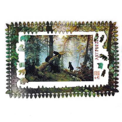 Wooden Jigsaw Puzzle with Uniquely Shaped Pieces for Adults - 390 Pieces - Morning in a Pine Forest