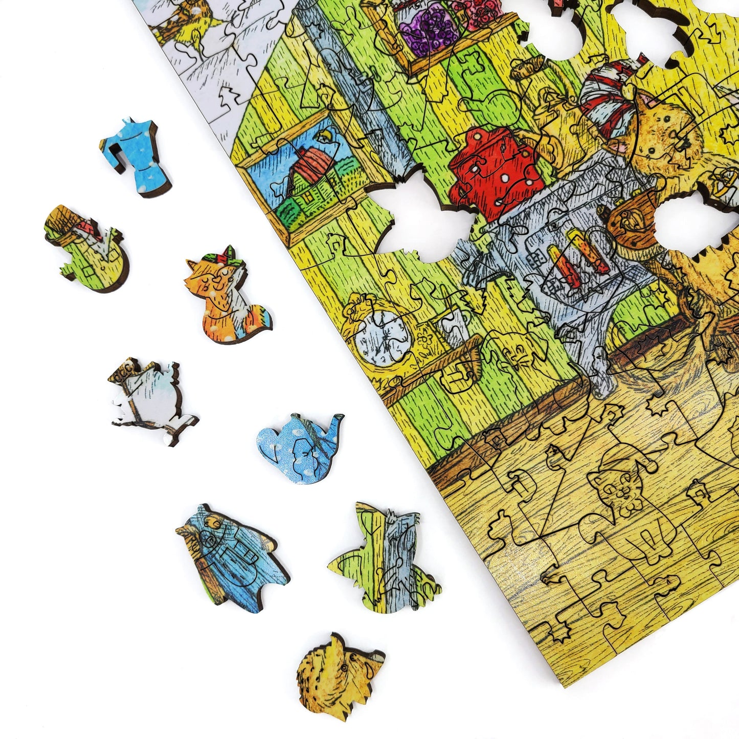 Wooden Jigsaw Puzzle with Uniquely Shaped Pieces for Adults - 385 Pieces - Visiting the Bear