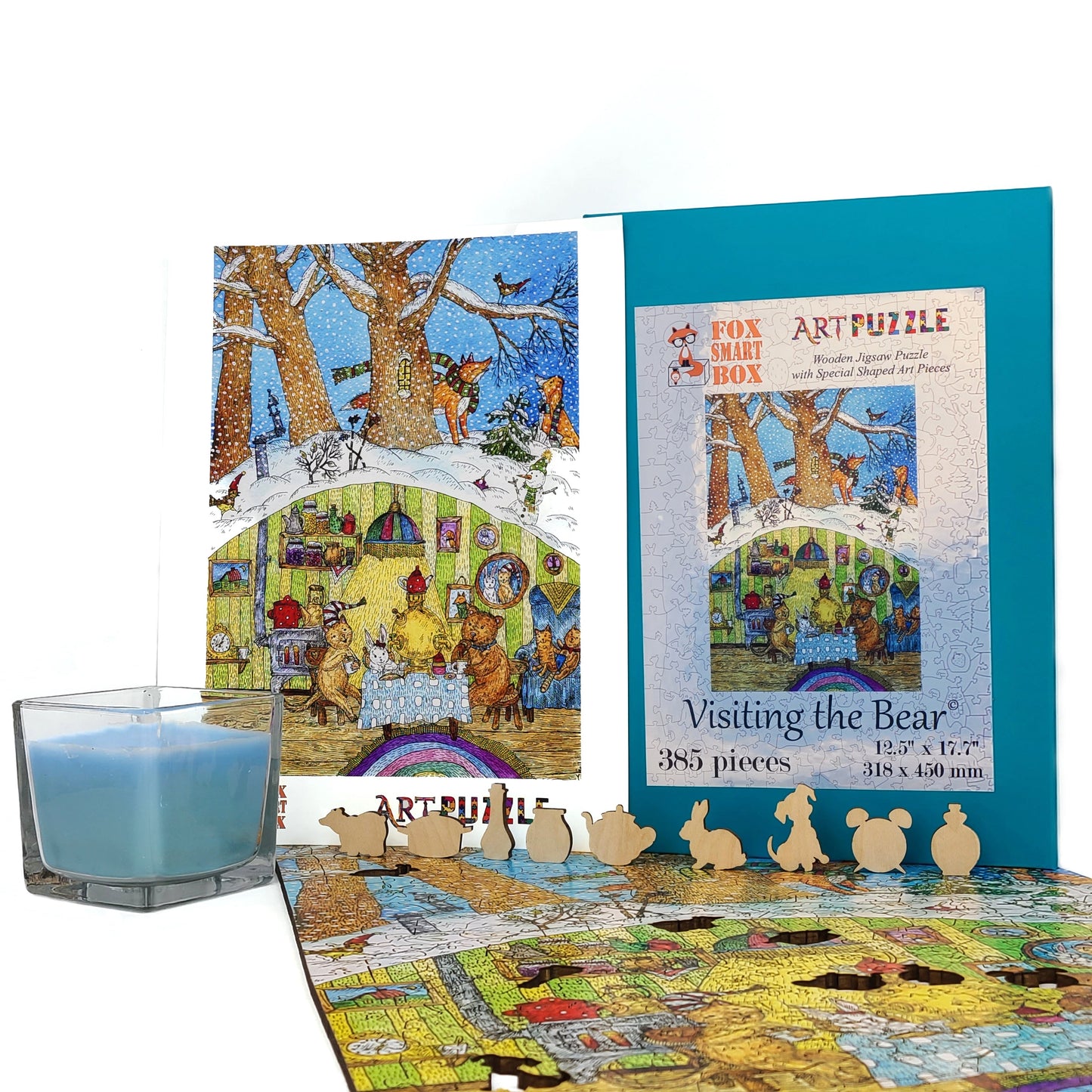 Wooden Jigsaw Puzzle with Uniquely Shaped Pieces for Adults - 385 Pieces - Visiting the Bear