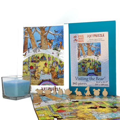 Wooden Jigsaw Puzzle with Uniquely Shaped Pieces for Adults - 385 Pieces - Visiting the Bear