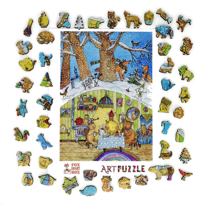 Wooden Jigsaw Puzzle with Uniquely Shaped Pieces for Adults - 385 Pieces - Visiting the Bear