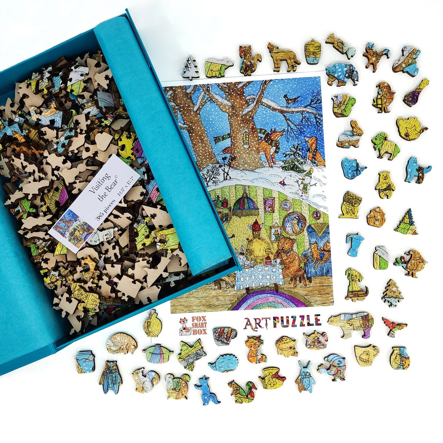 Wooden Jigsaw Puzzle with Uniquely Shaped Pieces for Adults - 385 Pieces - Visiting the Bear