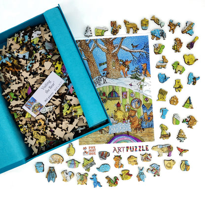 Wooden Jigsaw Puzzle with Uniquely Shaped Pieces for Adults - 385 Pieces - Visiting the Bear