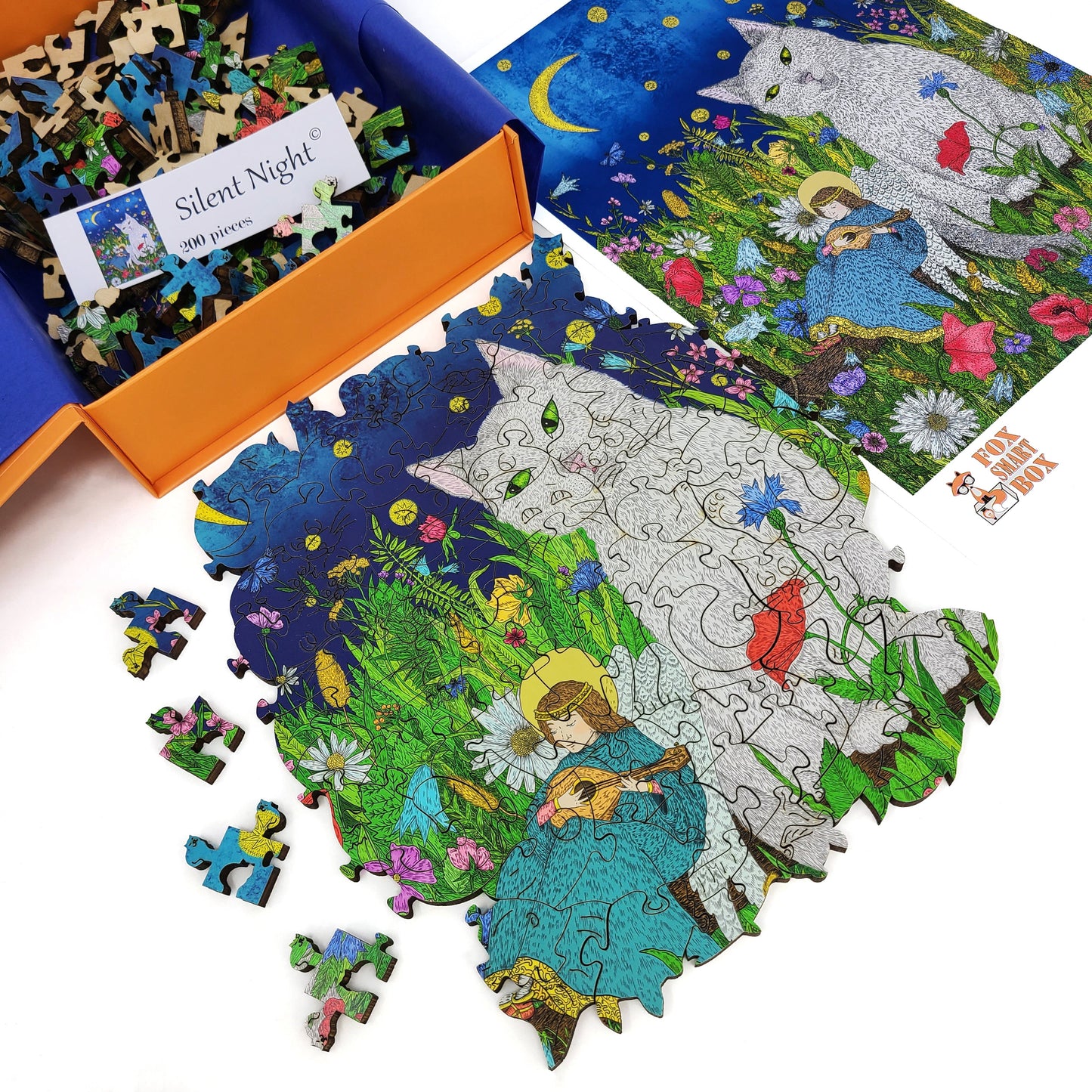 Large Format Wooden Jigsaw Puzzle for Seniors and Adults - Uniquely Shaped Pieces - 200 Pieces - Silent Night