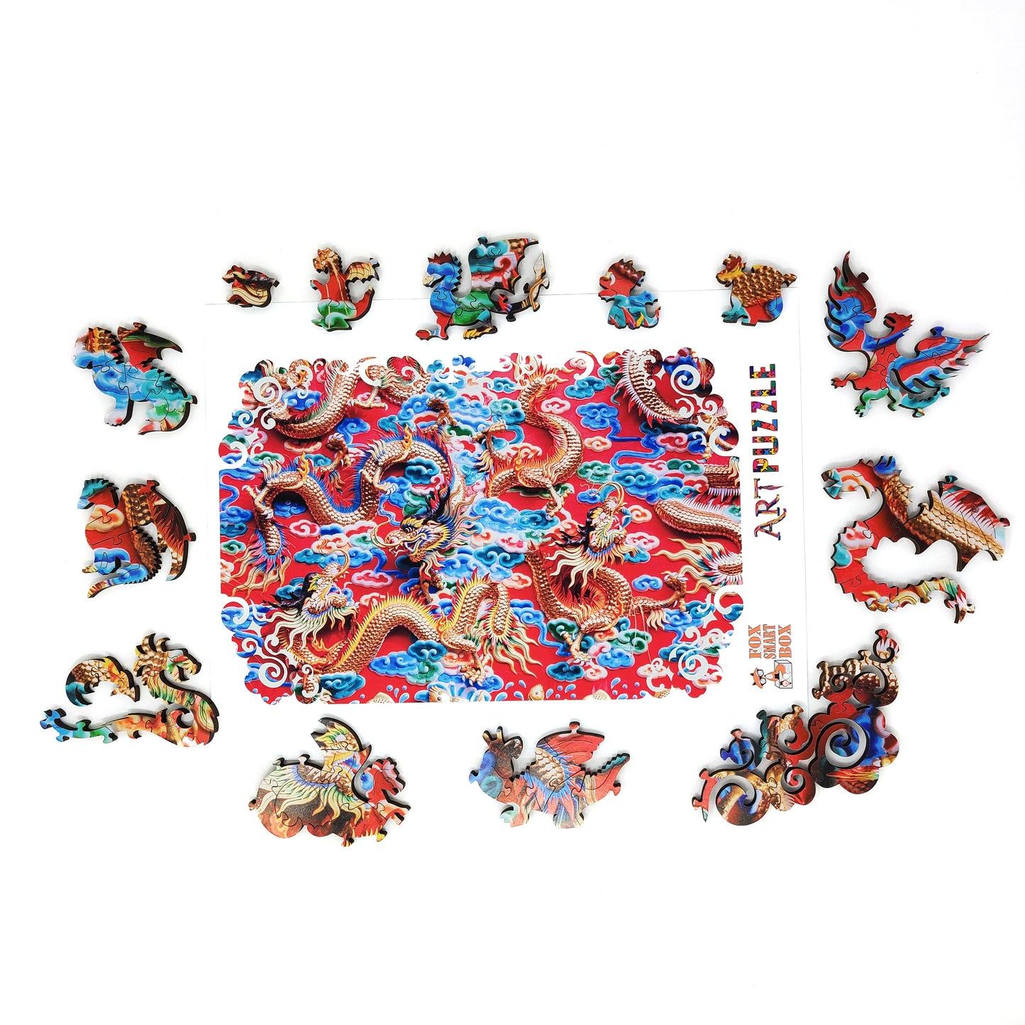 Wooden Jigsaw Puzzle with Uniquely Shaped Pieces for Adults - 290 Pieces - Mystery of The Golden Dragon